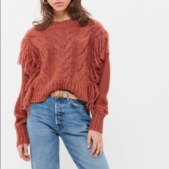 Urban Outfitters Fringe Crop Rust Sweater Size XS - Picture 3 of 8